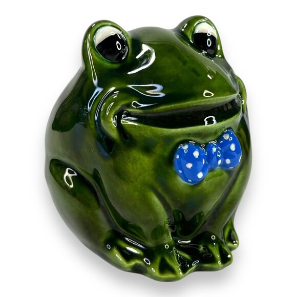 VTG Frog w Bowtie Ceramic Figurine Decor Anthropomorphic ARTIST SIGNED 4.5" EUC - Picture 14 of 16